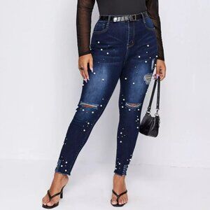 Pearl Ripped Distressed High Waist Skinny Jeans SZ 4X